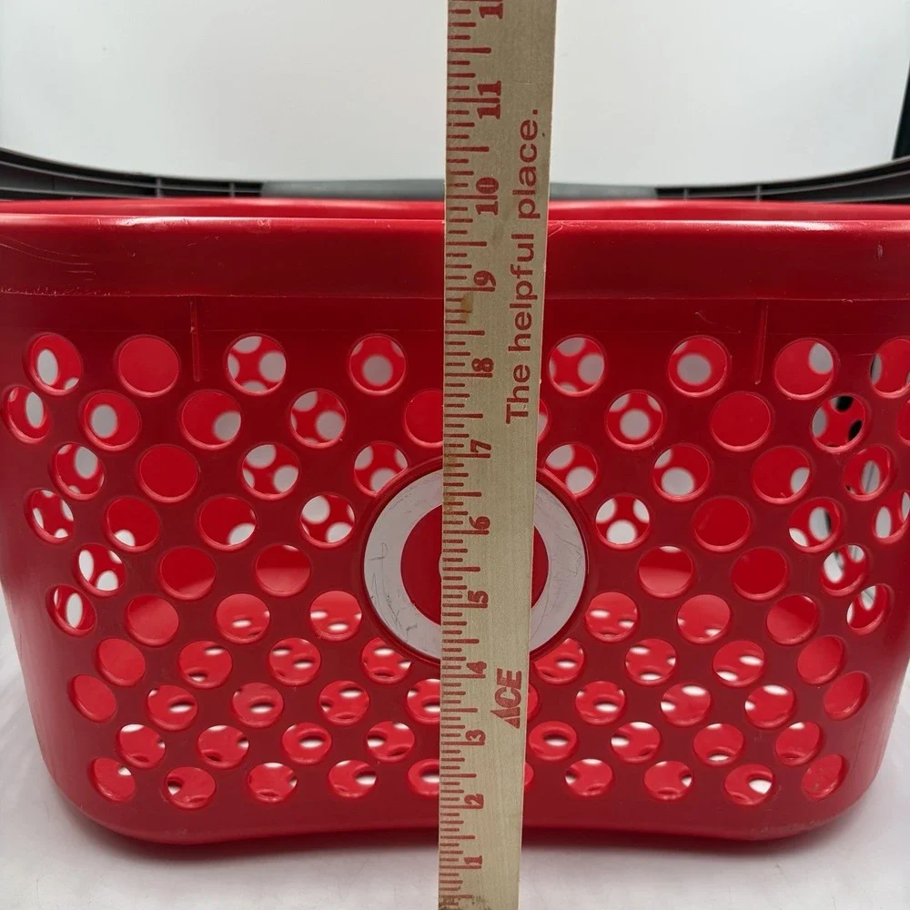 Target Full Size Basket Gray Handle Red Bullseye Logo Shopping Storage 18x11